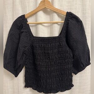 NWT Old Navy Black Smocked Blouse